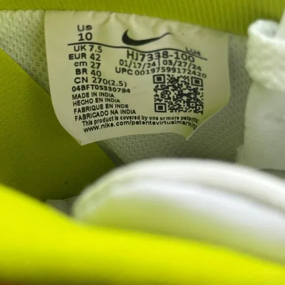 Women's  Nike Gamma Force White Bright Cactus HJ7338 100 - Sz 10(Men 8.5) NEW - Picture 11 of 11